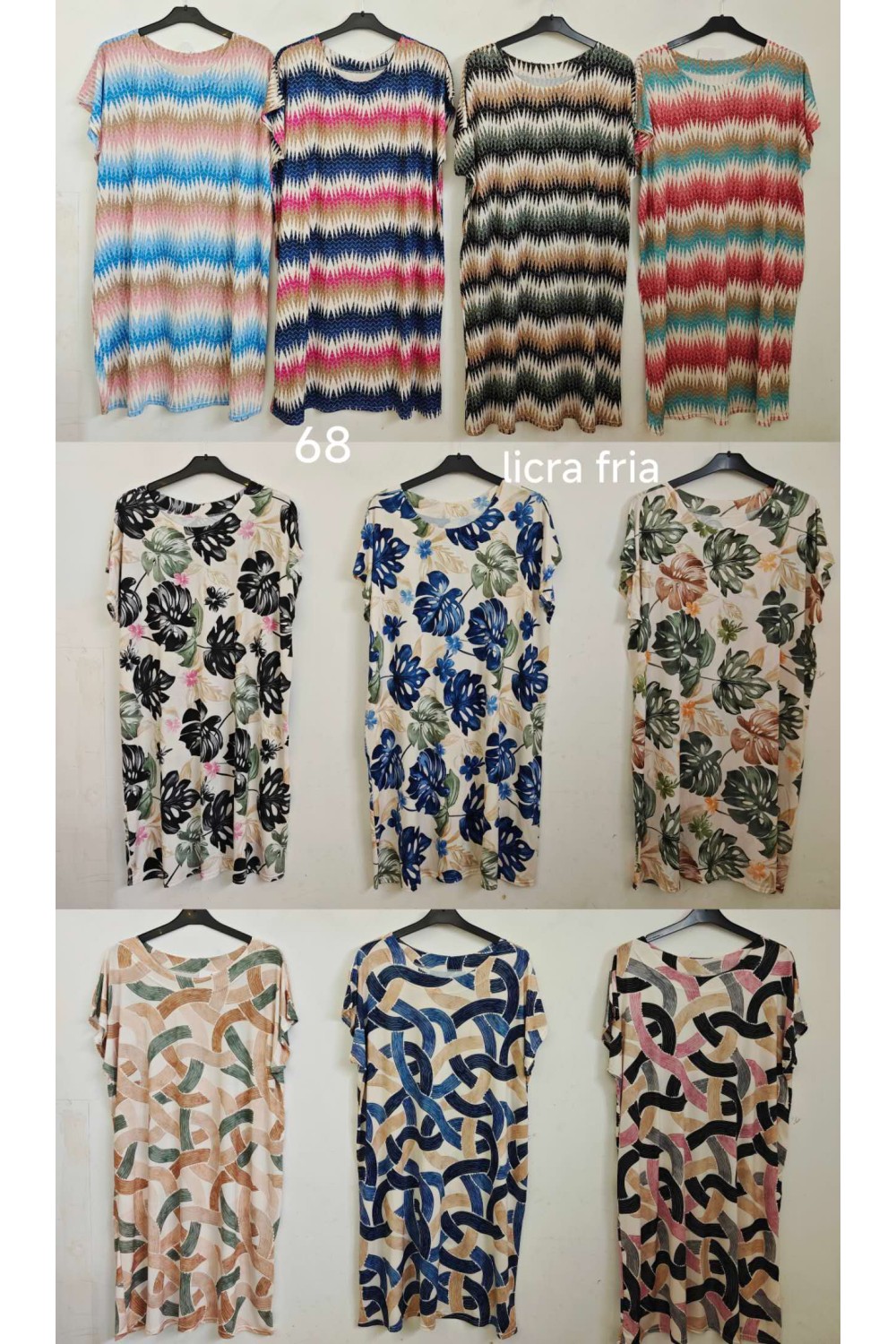Vestido estampado licra fria cuello redondo