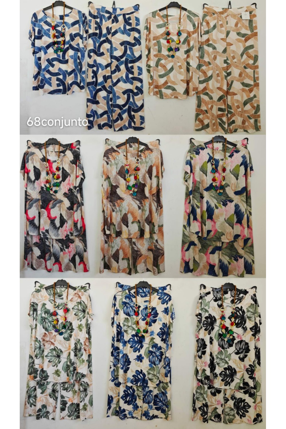 Conjunto blusa y pantalón estampado
