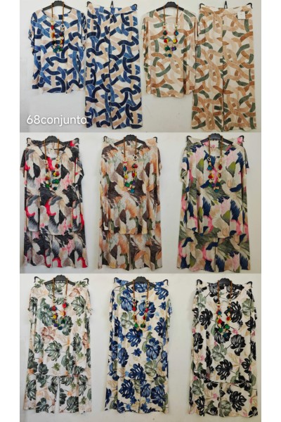 Conjunto blusa y pantalón estampado