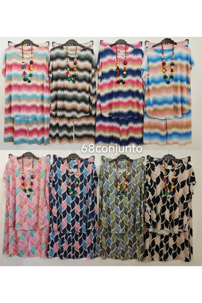 Conjunto blusa y pantalón estampado