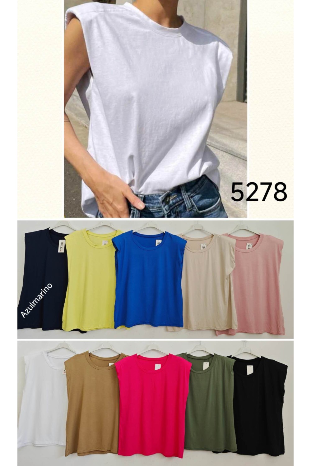 Camiseta sin manga con hombreras