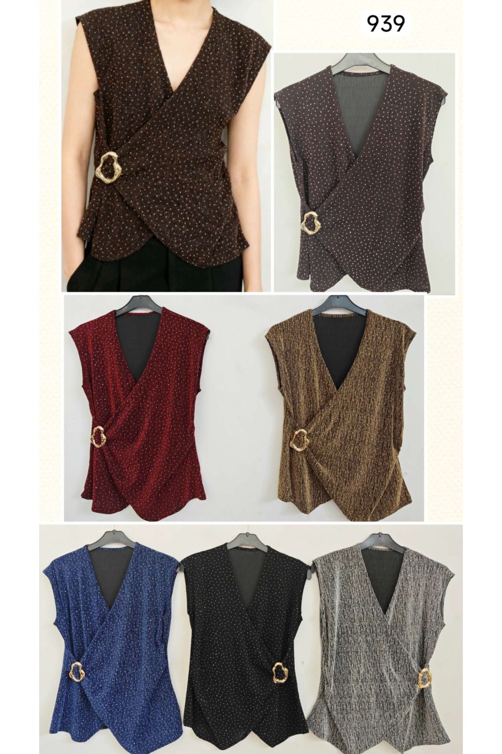 Blusa cruzada con hebilla