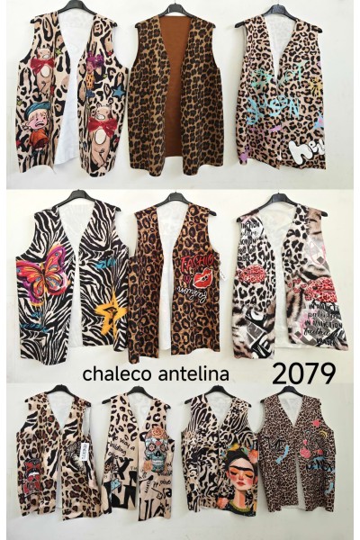 Chaleco antelina estampada