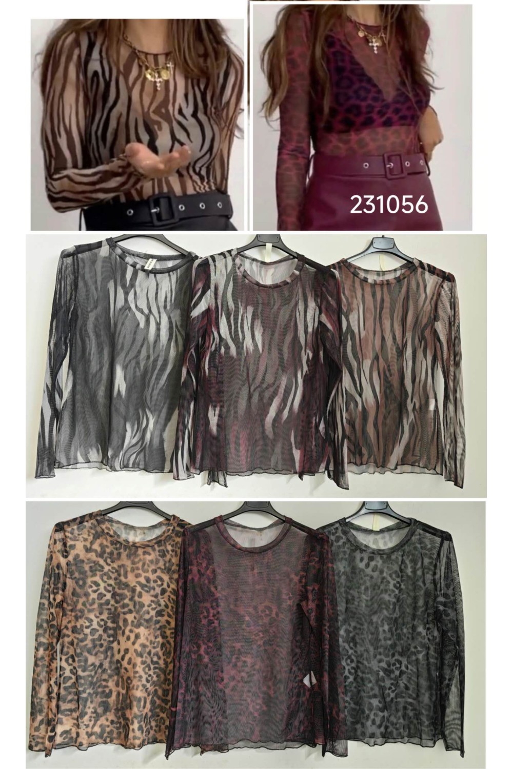 Blusa transparente animal print