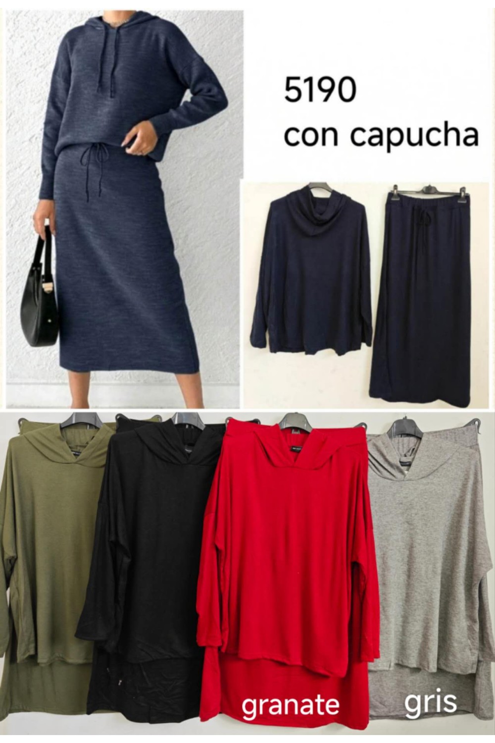 Conjunto punto capucha con pantalón