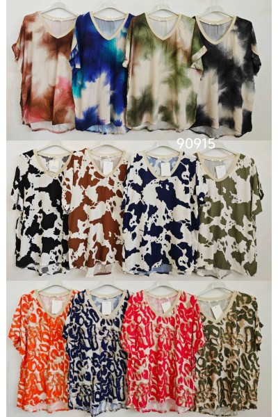 Blusa estampada cuello pico